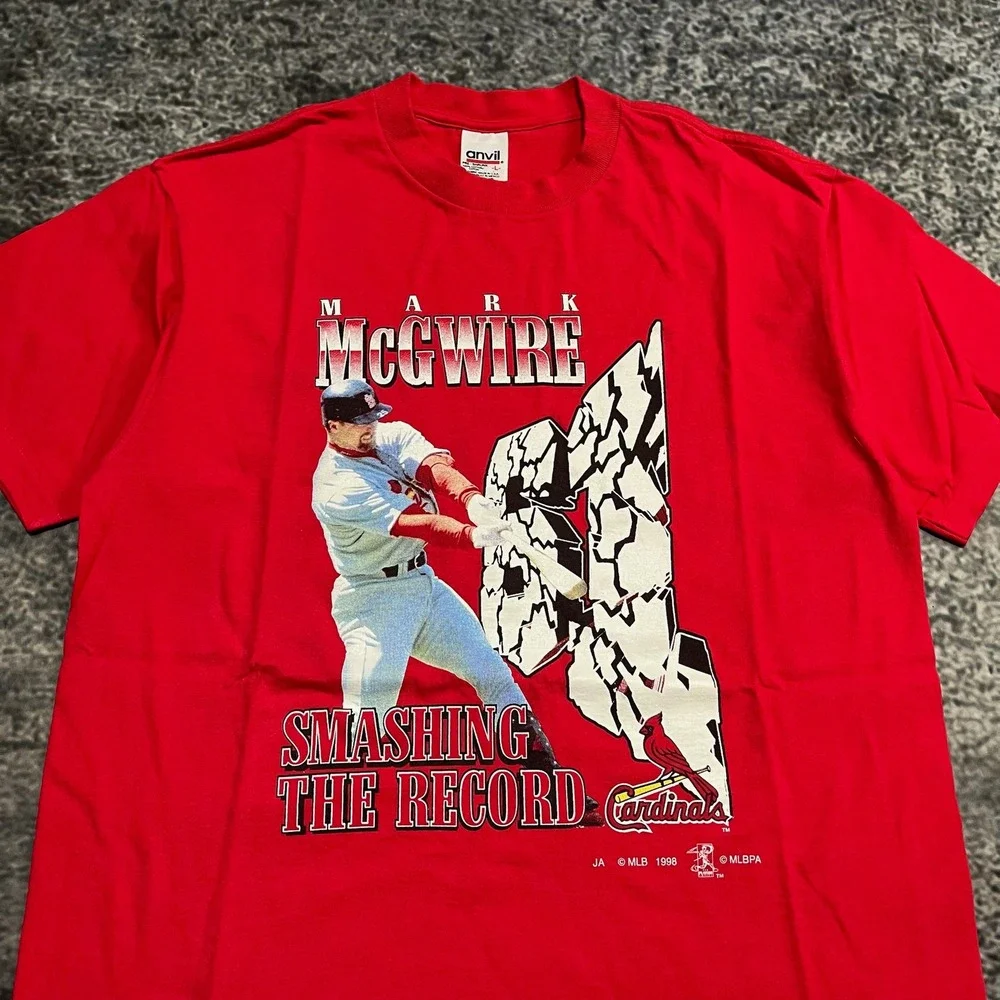 Vintage St‎ Louis Cardinals Mark McGwire T Shirt Mens Large Red 90s MLB Anvil